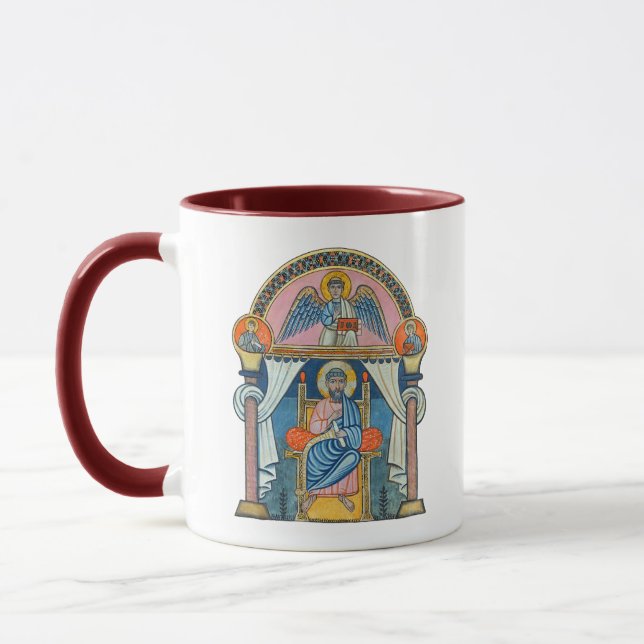 Saint Matthew Medieval Manuscript Art Mugg (Vänster)