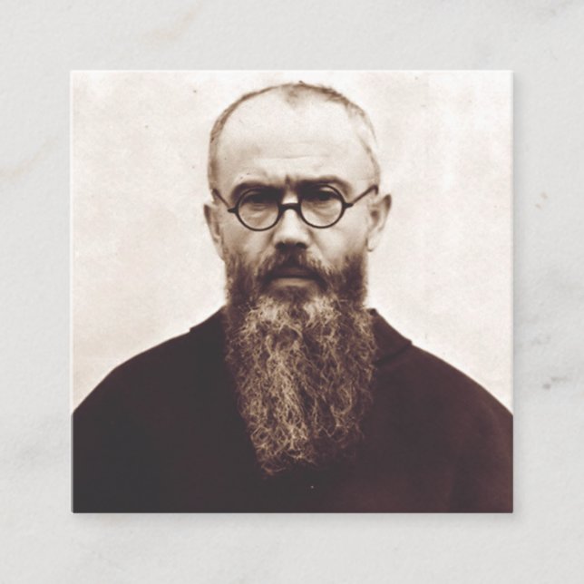 Saint Maximilian Kolbe Polsk katolsk präst Fyrkantigt Visitkort (Framsida)