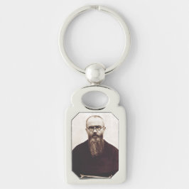 Saint Maximilian Kolbe Polsk katolsk präst Rektangulärt Silverfärgad Nyckelring