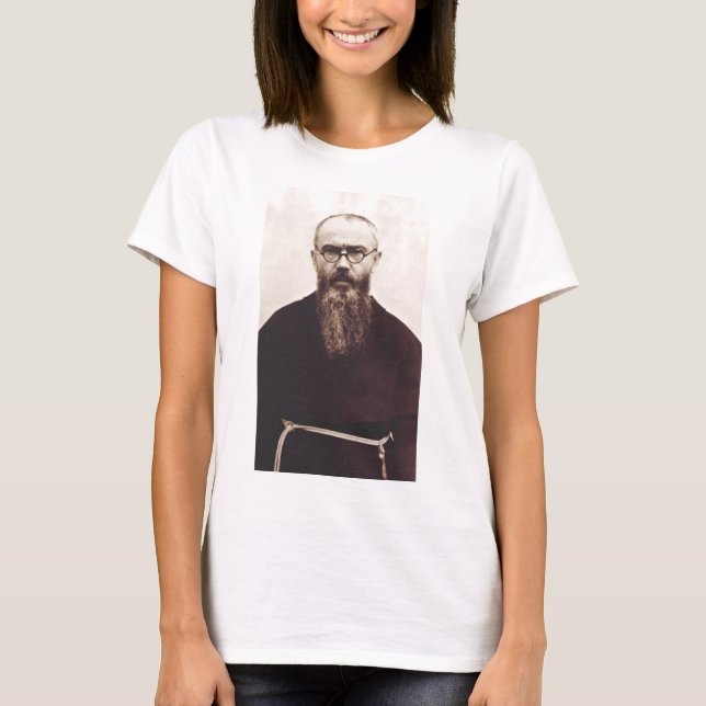 Saint Maximilian Kolbe Polsk katolsk präst T Shirt (Framsida)