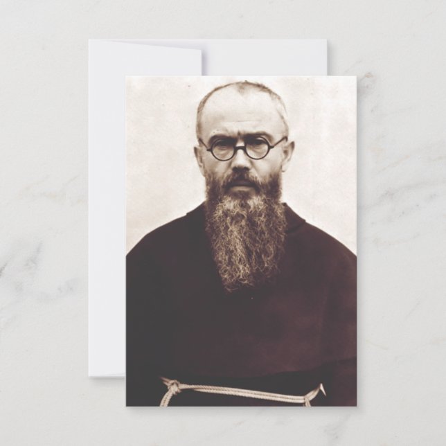 Saint Maximilian Kolbe Polsk katolsk präst Tack Kort (Framsida)