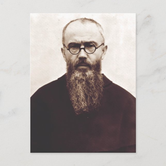 Saint Maximilian Kolbe Polsk katolsk präst Vykort (Framsida)