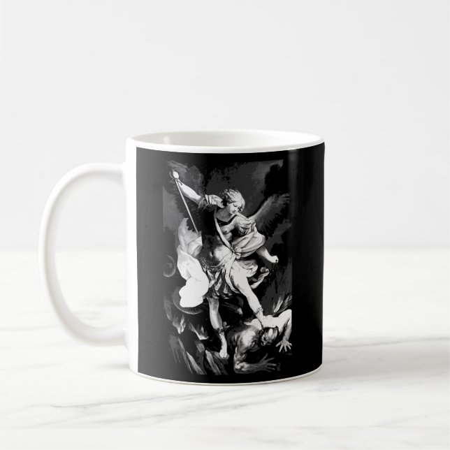 Saint Michael Archangel Angel Catholique Patron Kaffemugg (Vänster)