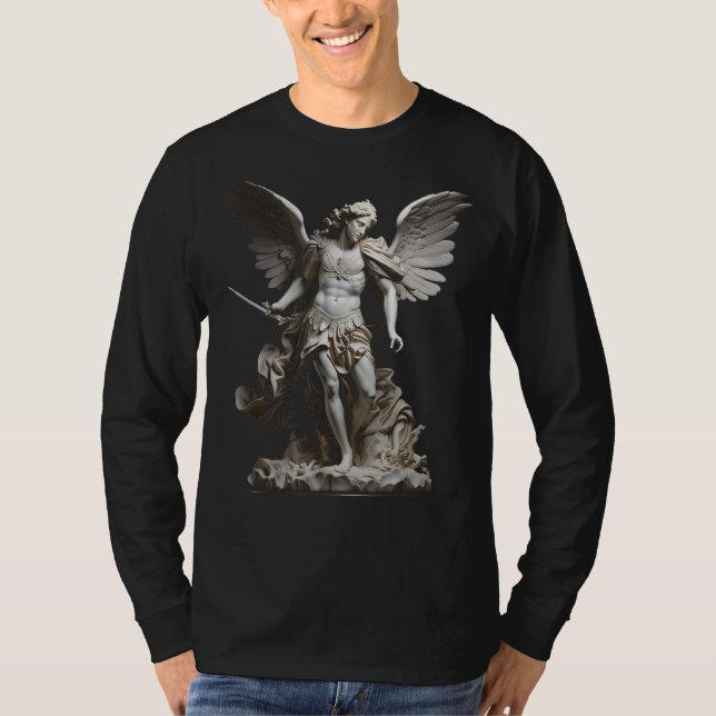 Saint Michael Archangel Angelic Sculpture Ange T Shirt (Framsida)