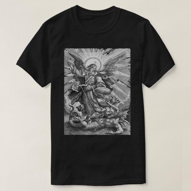 Saint Michael, Archangel Catholie Angel Warr T Shirt (Design framsida)