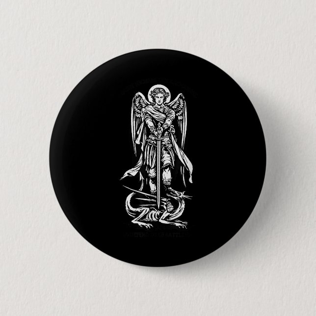 Saint Michael Archangel försvarade oss i strid Knapp (Framsida)