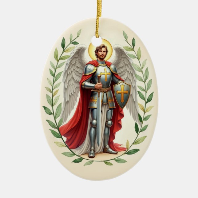 Saint Michael, Archangel-katolik Julgransprydnad Keramik (Framsidan)