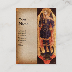 SAINT MICHAEL ARCHANGEL MED DRAGON MONOGRAM guld Visitkort
