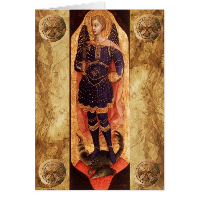 SAINT MICHAEL ARCHANGEL MED DRAGON Prayer Hälsningskort (Framsidan)