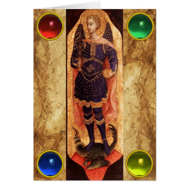 SAINT MICHAEL ARCHANGEL MED DRAGON Prayer Hälsningskort (Framsidan)