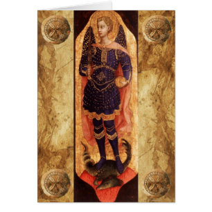 SAINT MICHAEL ARCHANGEL MED DRAGON Prayer Hälsningskort
