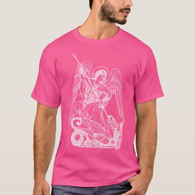Saint Michael Archangel och Dragon T Shirt (Framsida)