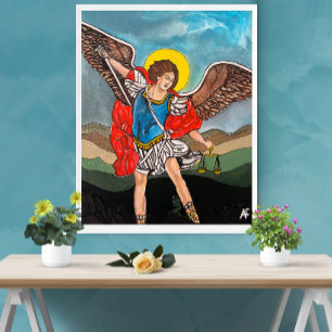 Saint Michael Archangel Painting av Alfred Fox Canvastryck