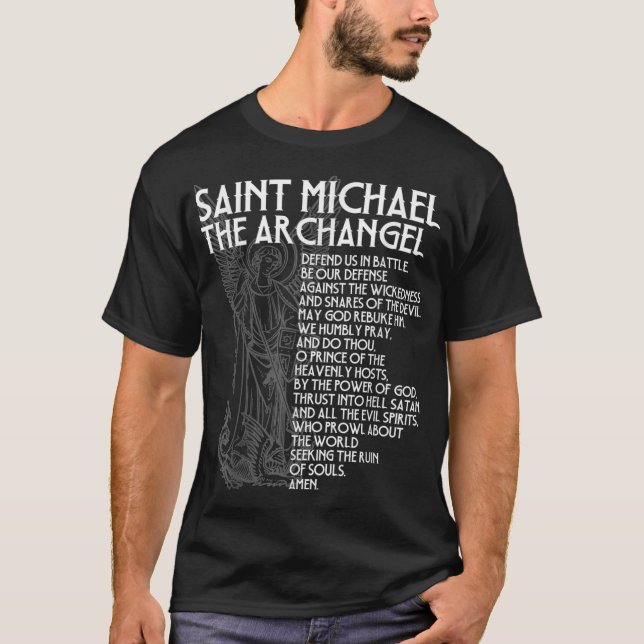 Saint Michael, Archangel Prayer Catholic Tradit T Shirt (Framsida)