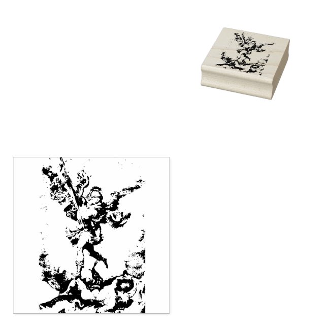 Saint Michael Archangel Rubber Frimärke Stämpel (Stämplad)