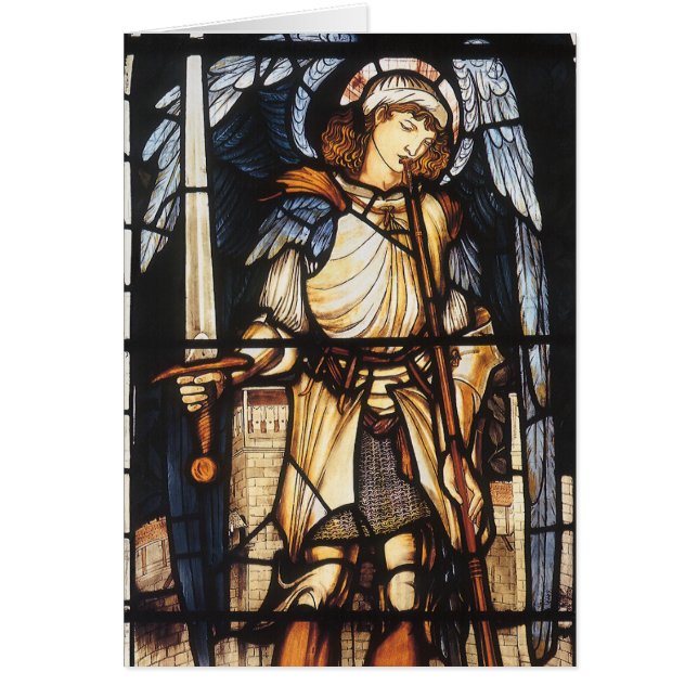 Saint Michael av Herr Edward Coley Burne-Jones Hälsningskort (Framsidan)