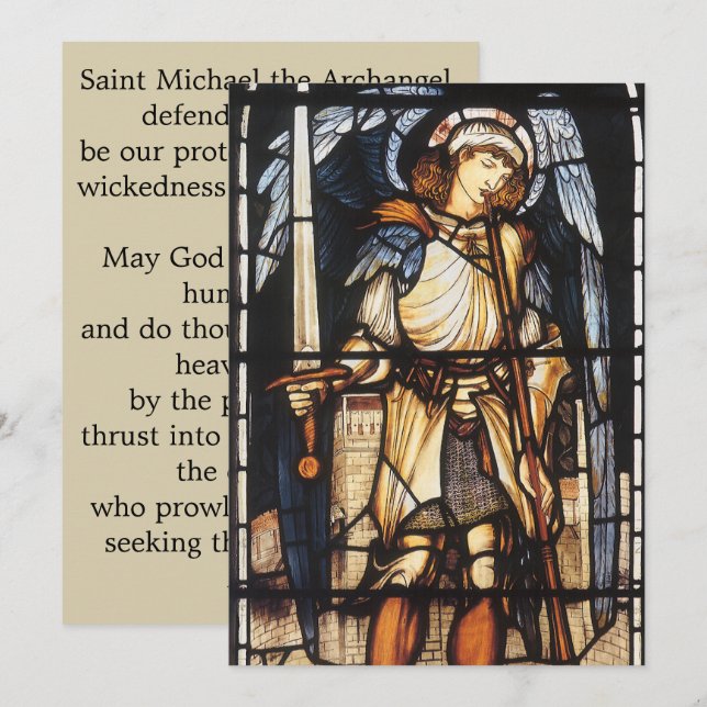 Saint Michael av Herr Edward Coley Burne-Jones Inbjudningar (Fram/baksida)