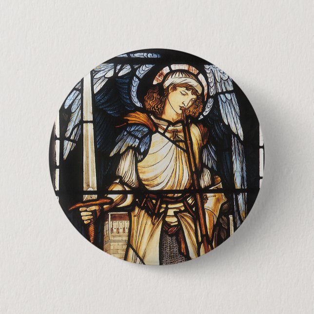 Saint Michael av Herr Edward Coley Burne-Jones Knapp (Framsida)