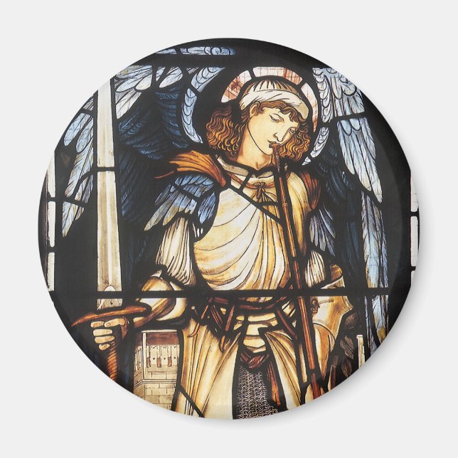 Saint Michael av Herr Edward Coley Burne-Jones Magnet (Framsidan)