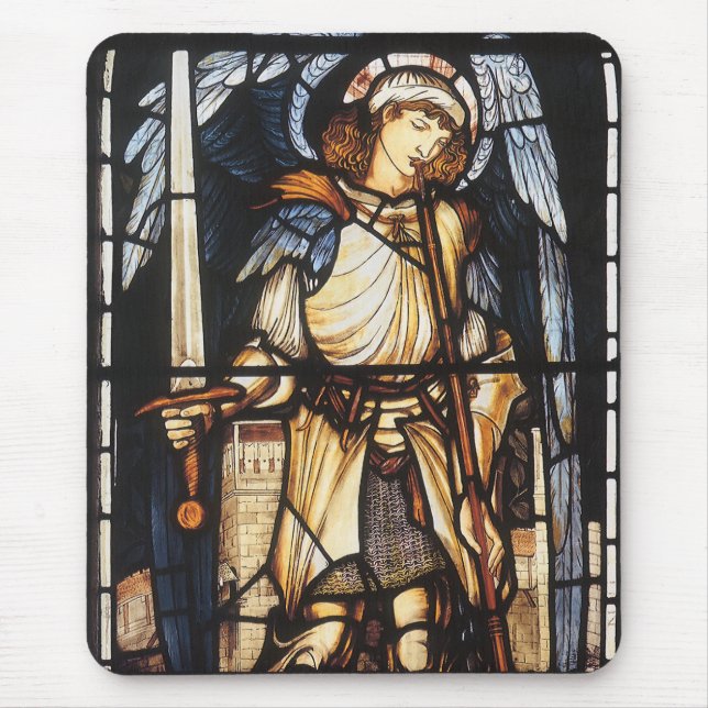 Saint Michael av Herr Edward Coley Burne-Jones Musmatta (Framsidan)