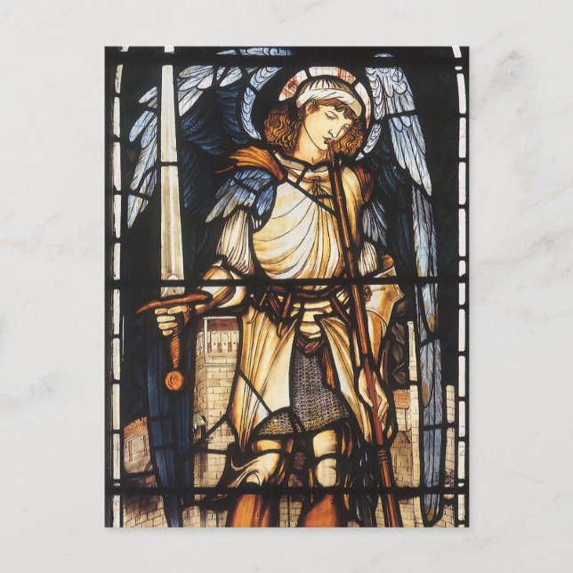 Saint Michael av Herr Edward Coley Burne-Jones Vykort (Framsida)