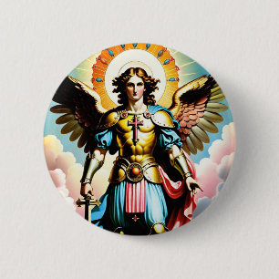 Saint Michael Badge Button Knapp