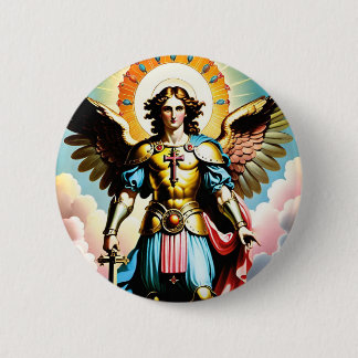 Saint Michael Badge Button Knapp
