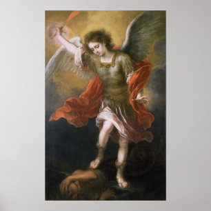 Saint Michael banishes djävulen till avgrunden Poster