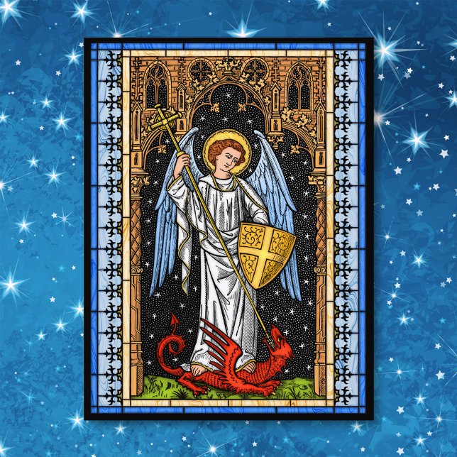 Saint Michael Battles Beast Postcard Vykort (Skapare uppladdad)