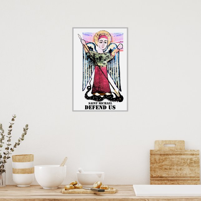 Saint Michael Battling Dragon Poster (Kök)