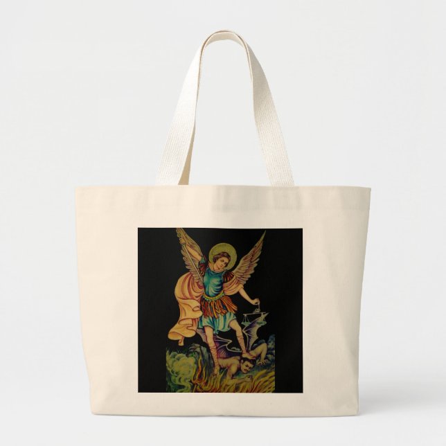 Saint Michael Blessing Tote Bag Jumbo Tygkasse (Framsidan)