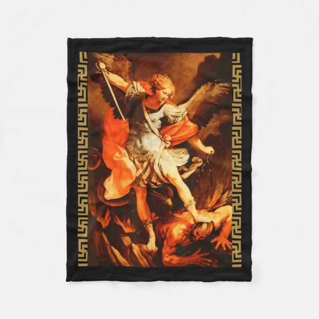 Saint Michael Defeating Satan Archangel Warrior  Fleecefilt (Framsidan)
