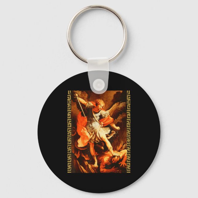 Saint Michael Defeating Satan Archangel Warrior  Nyckelring (Framsida)