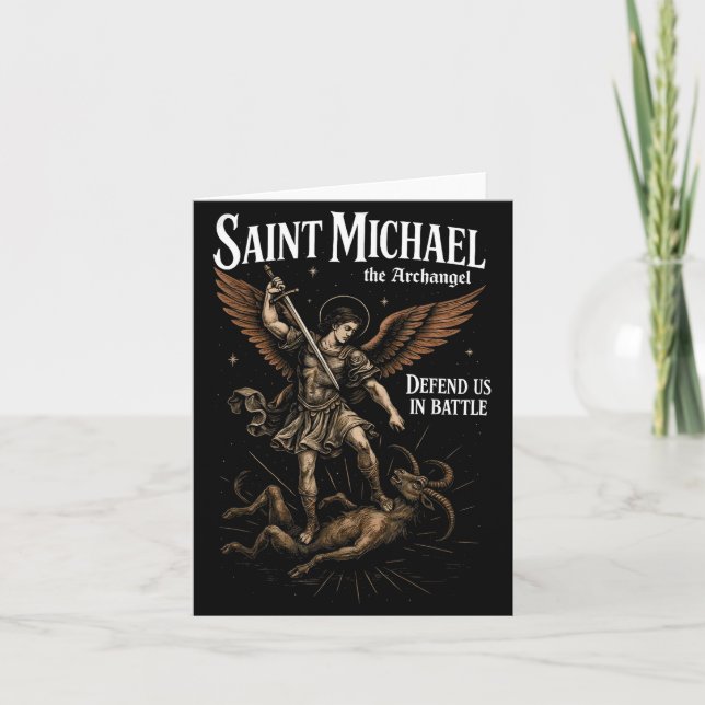 Saint Michael Defend Us In Battle Archangel Christ Kort (Framsida)