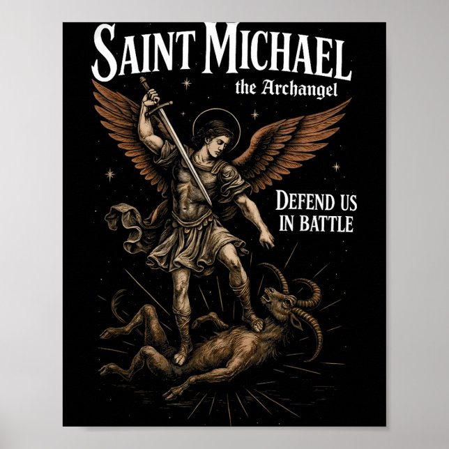 Saint Michael Defend Us In Battle Archangel Christ Poster (Framsidan)