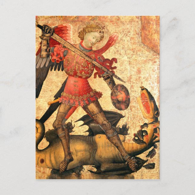 Saint Michael och Dragon (1500-talet) Vykort (Framsida)