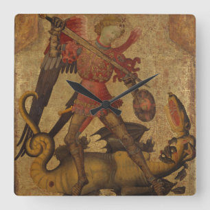 Saint Michael och Dragon Fyrkantig Klocka