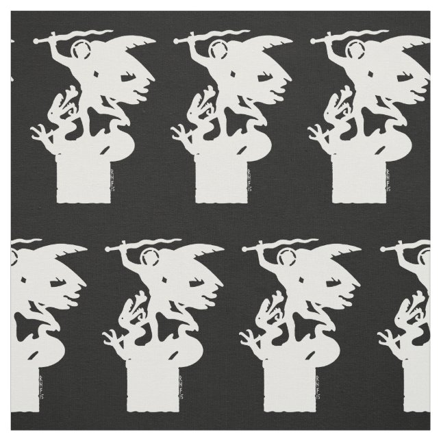 Saint Michael och Dragon (i vitt) Tyg (Provkarta)