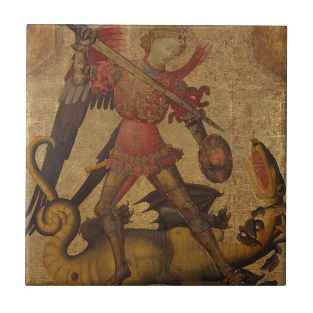 Saint Michael och Dragon Kakelplatta (Framsidan)