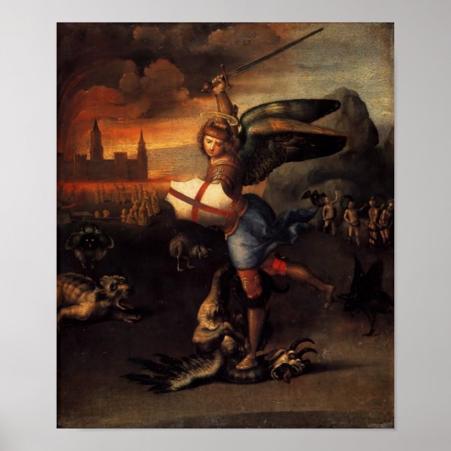 Saint Michael och Dragon Poster (Framsidan)