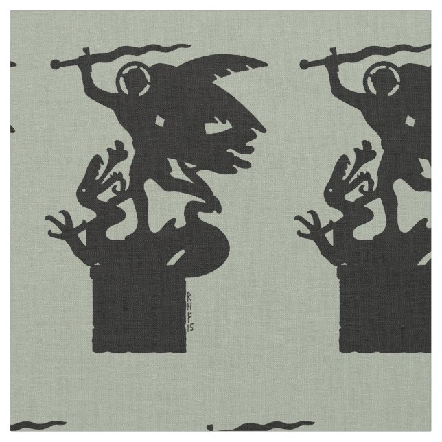 Saint Michael och Dragon Tyg (Närbild)