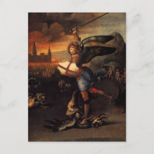 Saint Michael och Dragon Vykort