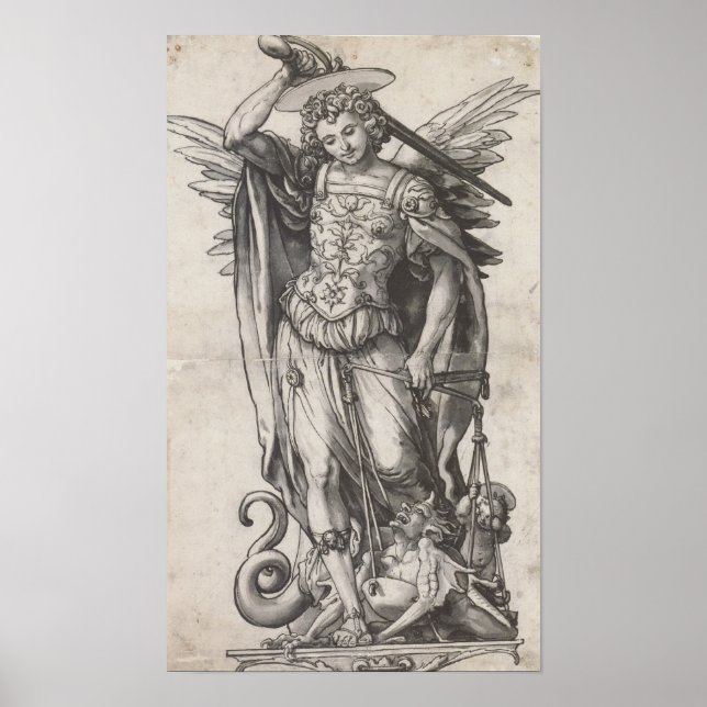 Saint Michael the Archangel av Hans Holbein Poster (Framsidan)