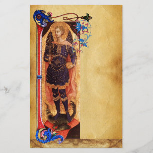 SAINT MICHAEL THE ARCHANGEL BLOMMIGT PARCHMENT BREVPAPPER