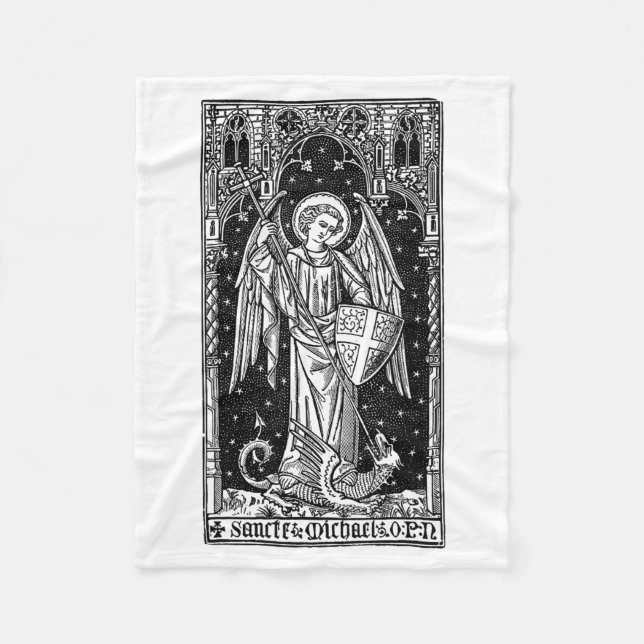 Saint Michael The Archangel Defeating Satan Christ Fleecefilt (Framsidan)