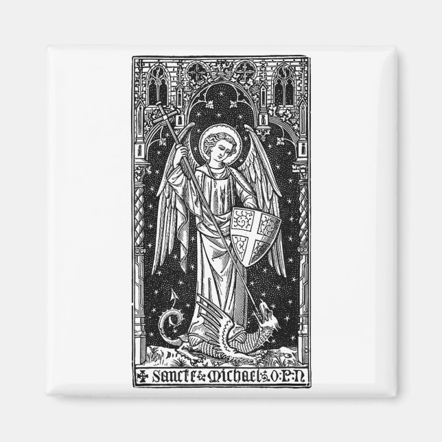 Saint Michael The Archangel Defeating Satan Christ Magnet (Framsidan)