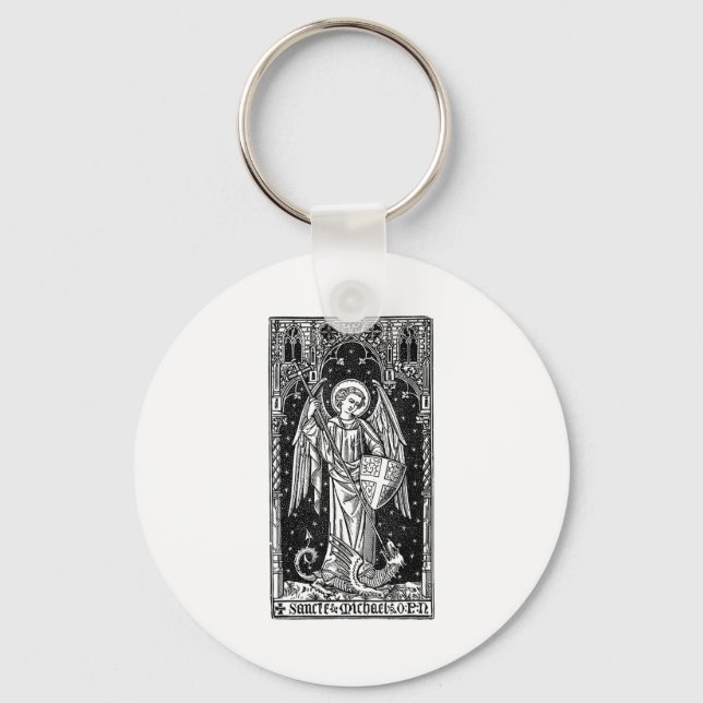 Saint Michael The Archangel Defeating Satan Christ Nyckelring (Framsida)