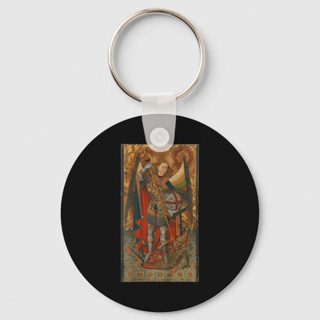 Saint Michael The Archangel Defeating Satan Christ Nyckelring (Framsida)