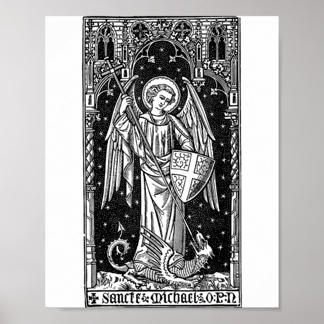 Saint Michael The Archangel Defeating Satan Christ Poster (Framsidan)