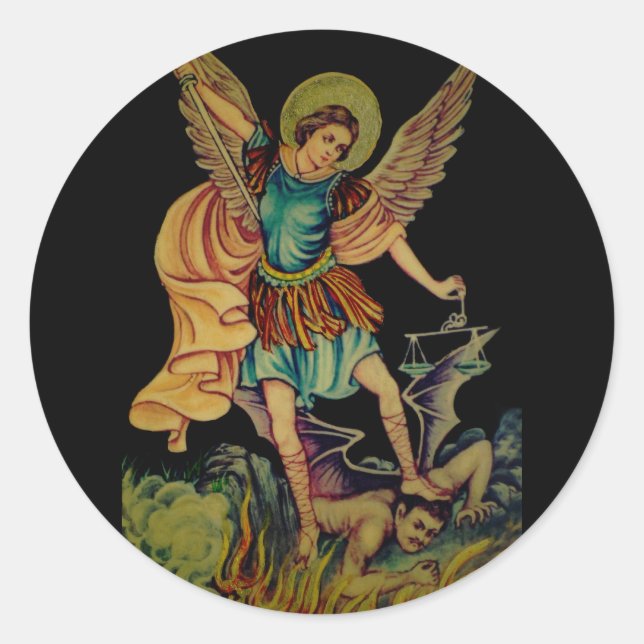 Saint Michael The Archangel Runt Klistermärke (Framsida)
